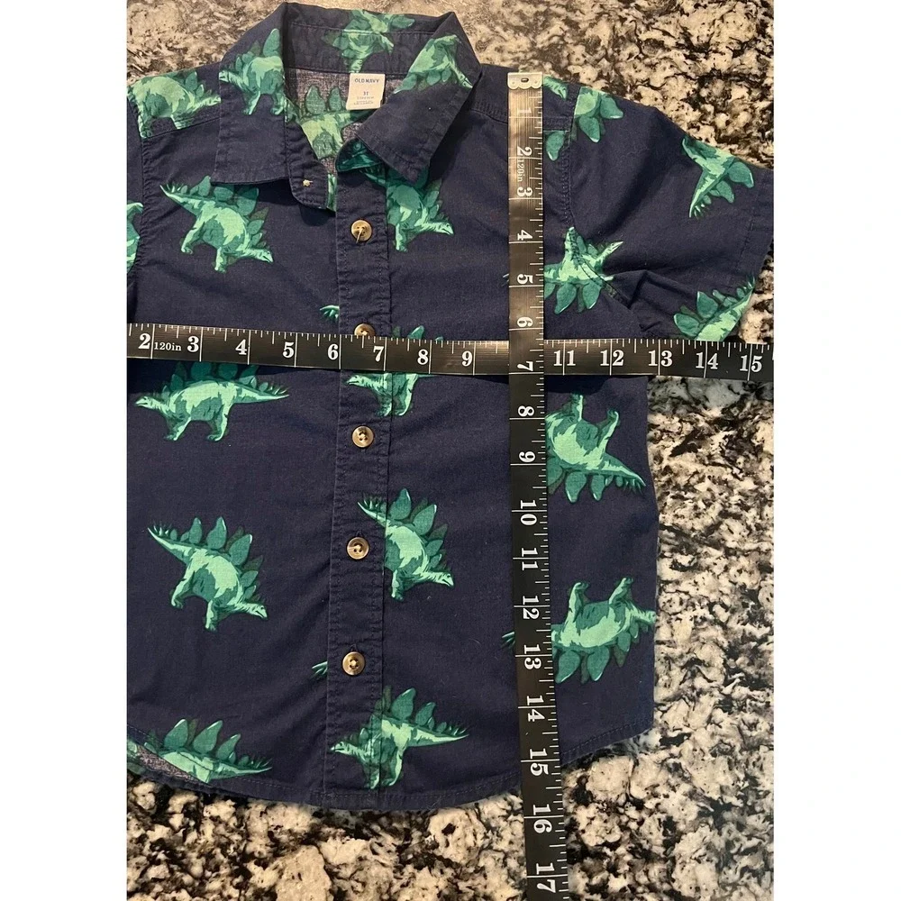Old Navy Toddler Boys Navy Blue Green Stegosaurus Dinosaur Shirt 3T (0941)